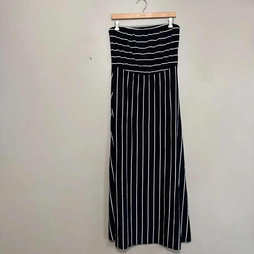 Chico’s Zenergy Malian Stripe Strapless Dress black/white size medium